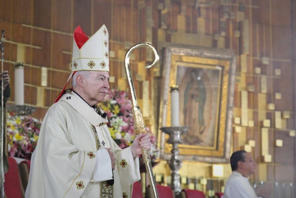 El Cardenal Carlos Aguiar Retes en la Basílica de Guadalupe. Foto: INBG/Cortesía.